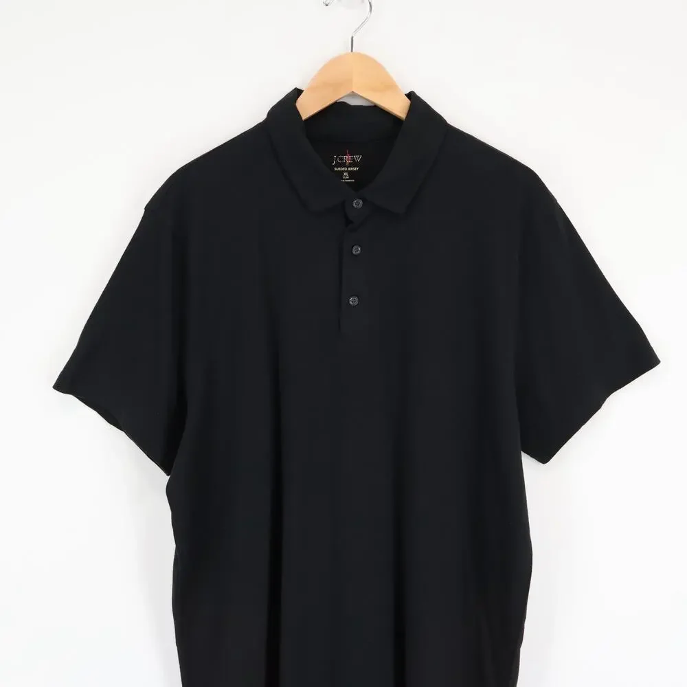 J.Crew Slim Sueded Cotton Polo Shirt Black Size XL NWT
